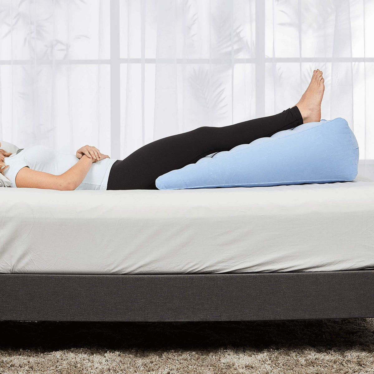 Contour Inflatable Back Support Relief Bed Wedge Cushion - Extended Length, Gradual Incline Wedge, (32 x 24 x 7)