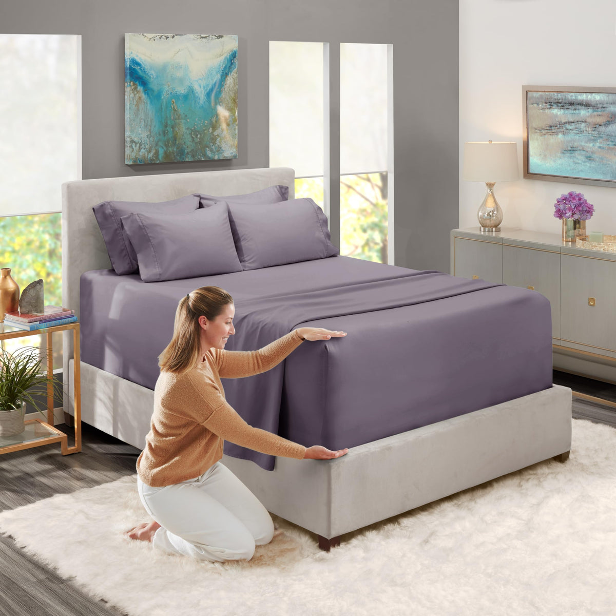 King Size Deep Pocket Sheet Set 6 Piece - Extra Deep Fitted Sheets 18-24 Inch Microfiber Linen