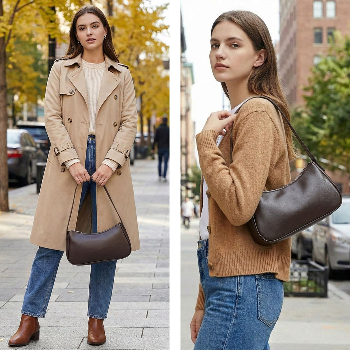 Small Shoulder Bag for Women Cute Mini Purse Trendy Vegan Leather Y2k Crescent Handbag