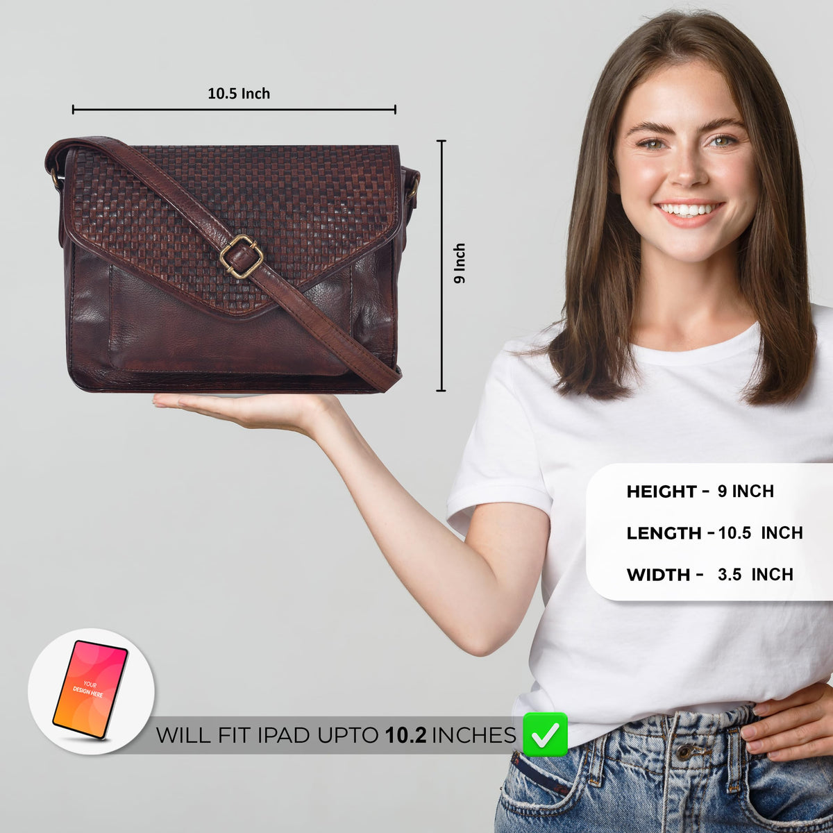 Leather Flapover Crossbody Handbag Purse for Women with Adjustable Strap &amp; Overflap Snap Closure Tote/Bag