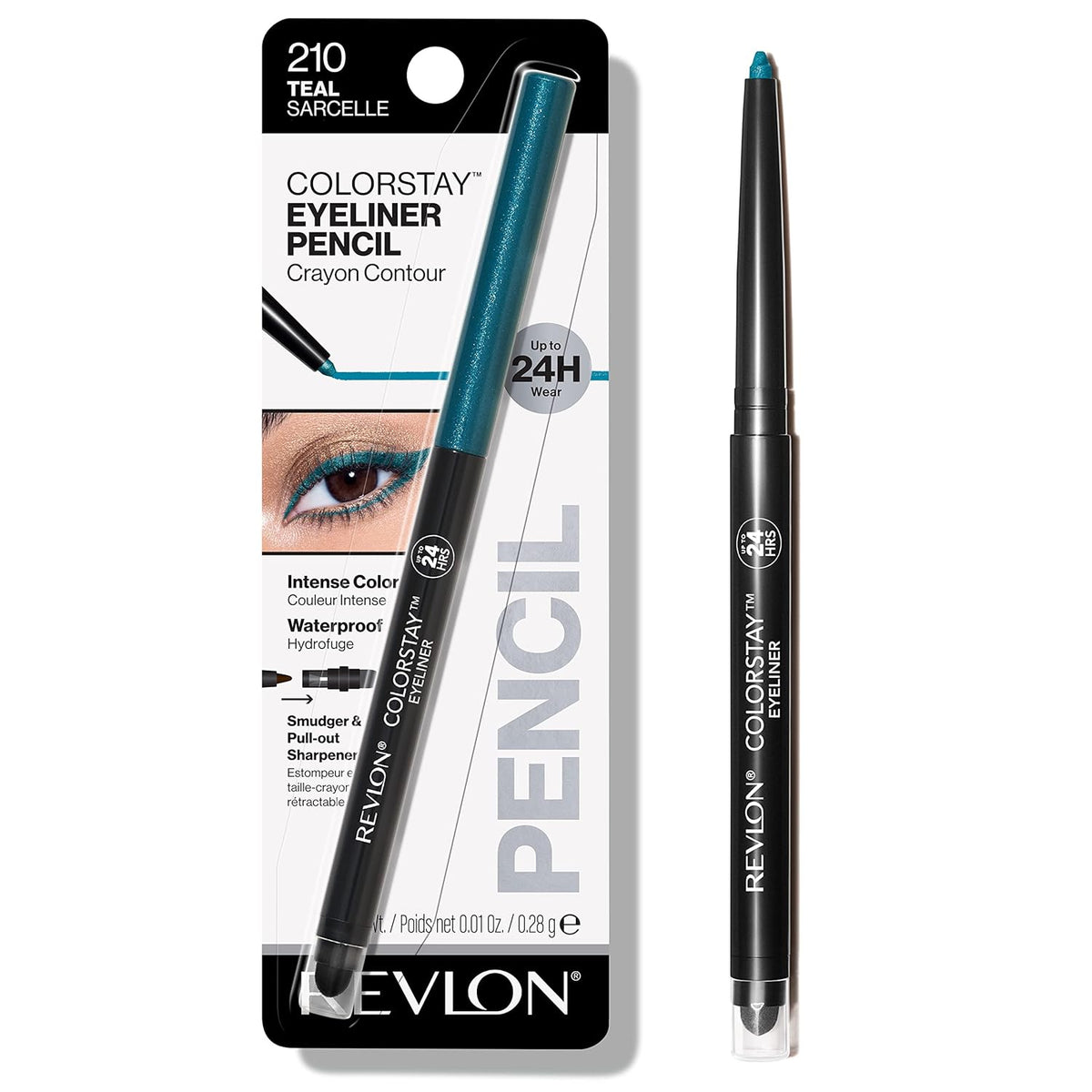 Revlon ColorStay Pencil Waterproof Eyeliner, Smudge-Proof, Eye Makeup with Built-In Sharpener, Long-Lasting, Matte Finish, 201 Black, 2 pack