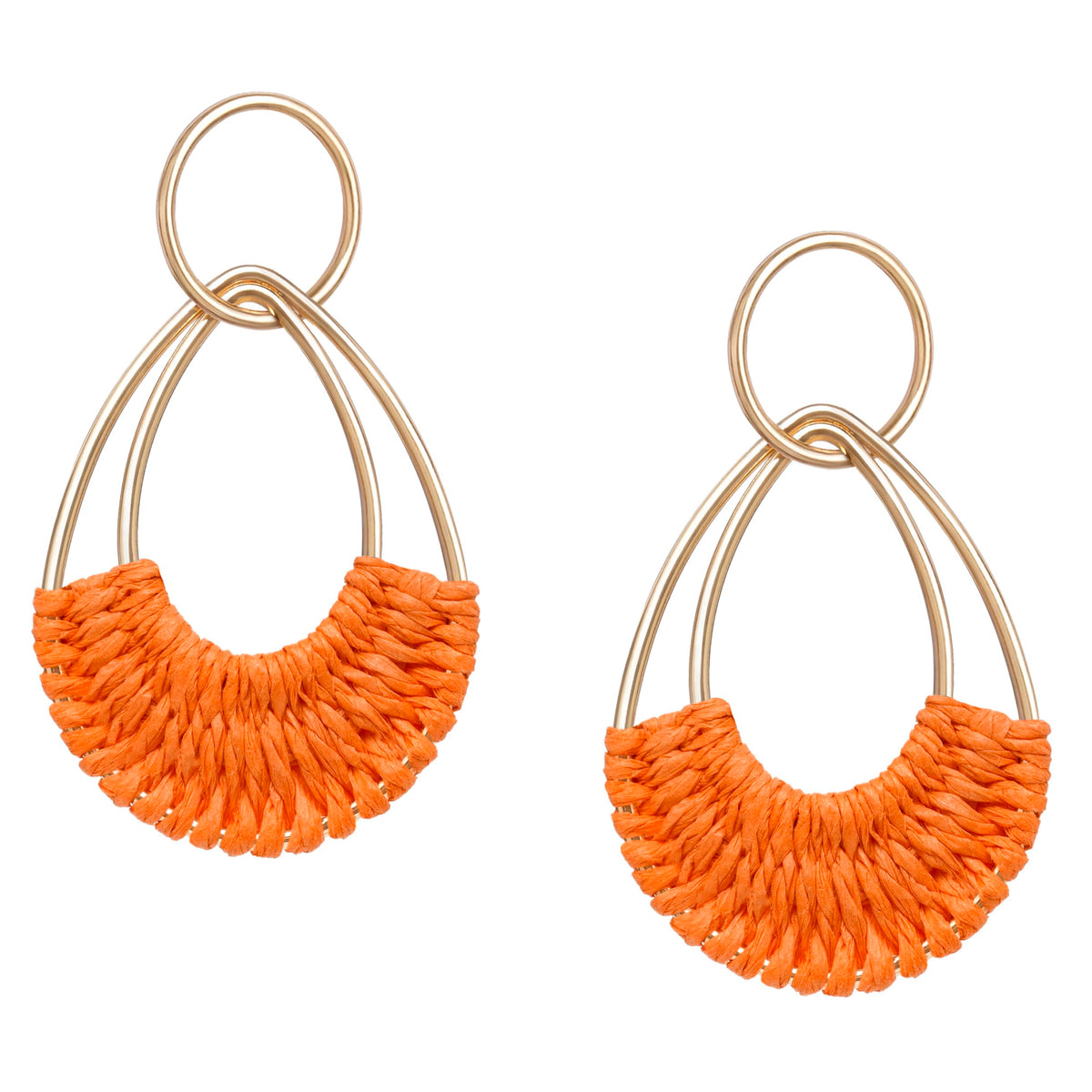 Raffia Hoop Earrings for Women Fun Boho Summer Beach Earrings Lightweight Handmade Straw Wicker Rattan Dangle Earrings Statement Geometric Round Drop Earrings