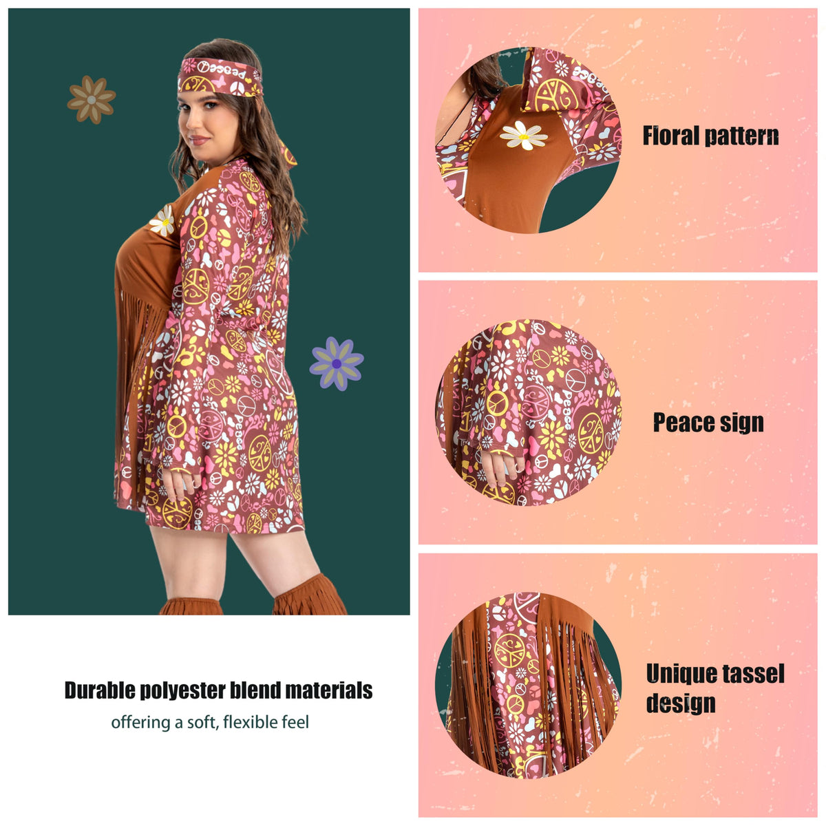 Plus Size Hippie Costume - Women&