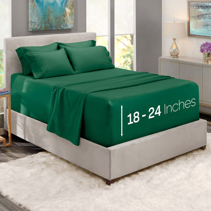 King Size Deep Pocket Sheet Set 6 Piece - Extra Deep Fitted Sheets 18-24 Inch Microfiber Linen