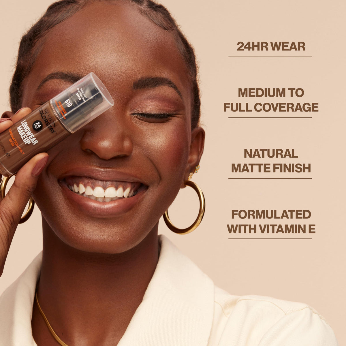 Revlon Liquid Foundation, ColorStay Face Makeup for Combination &amp; Oily Skin, SPF 15, Medium-Full Coverage with Matte Finish, 180 Sand Beige, 1 Fl Oz