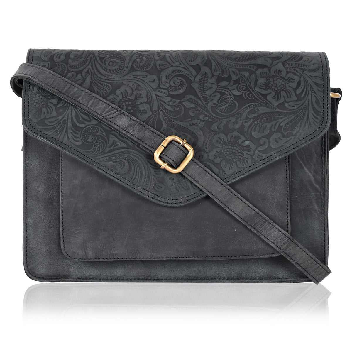 Leather Flapover Crossbody Handbag Purse for Women with Adjustable Strap &amp; Overflap Snap Closure Tote/Bag