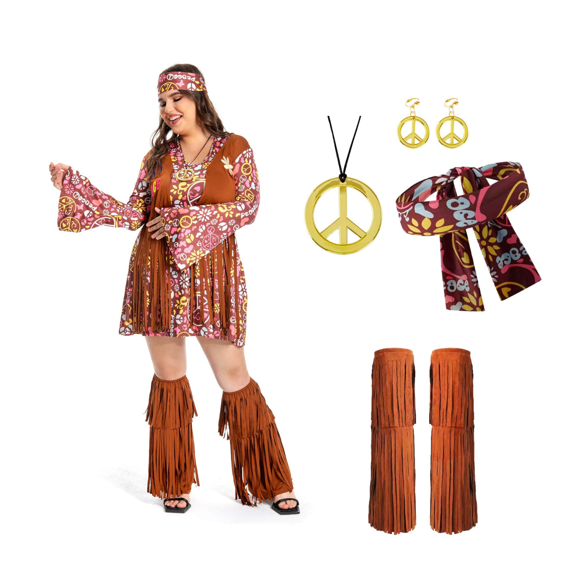 Plus Size Hippie Costume - Women&