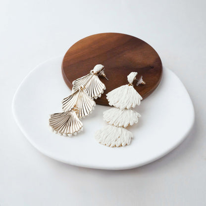 Raffia Dangle Earrings for Women - Boho Statement Rattan Drop Jewelry with Shell Design, Lightweight Summer Beach Trendy Accessories
