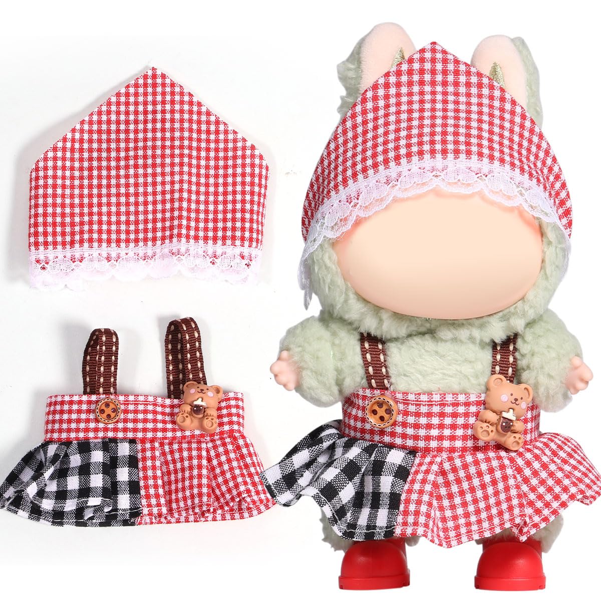3 Piece Doll Clothes Set for 17cm Dolls - Handmade Crochet Outfit with Hat