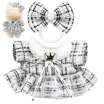 3 Piece Handmade Crochet Outfit for 17cm Dolls - Heart Sweater Hat &amp; Bag Set