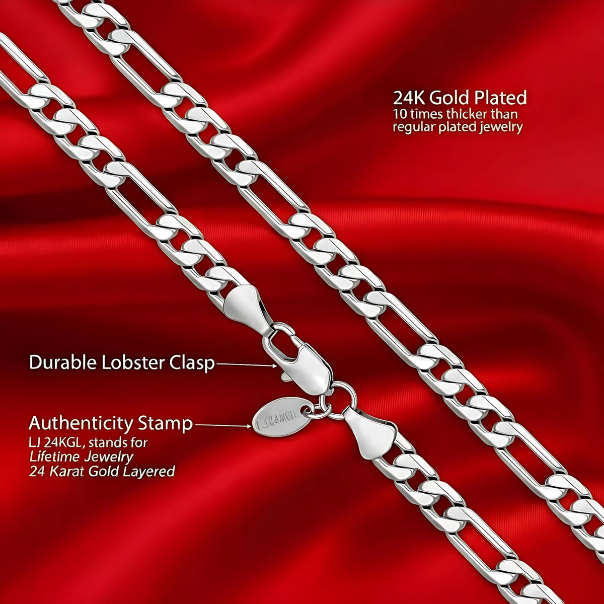 Premium 18K Gold-Plated Figaro Chain Necklace – Stainless Steel | Waterproof &amp; Tarnish Resistant