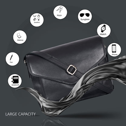 Leather Flapover Crossbody Handbag Purse for Women with Adjustable Strap &amp; Overflap Snap Closure Tote/Bag
