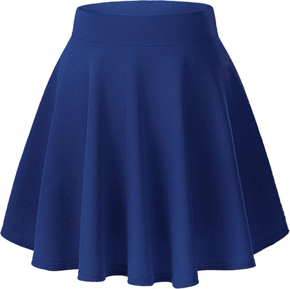 Women Flared Mini Skater Skirt - Stretchy A-Line Circle Skirt