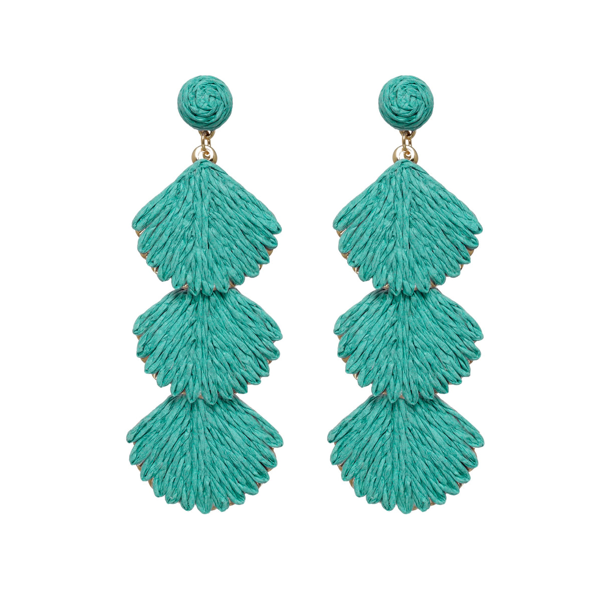 Raffia Dangle Earrings for Women - Boho Statement Rattan Drop Jewelry with Shell Design, Lightweight Summer Beach Trendy Accessories