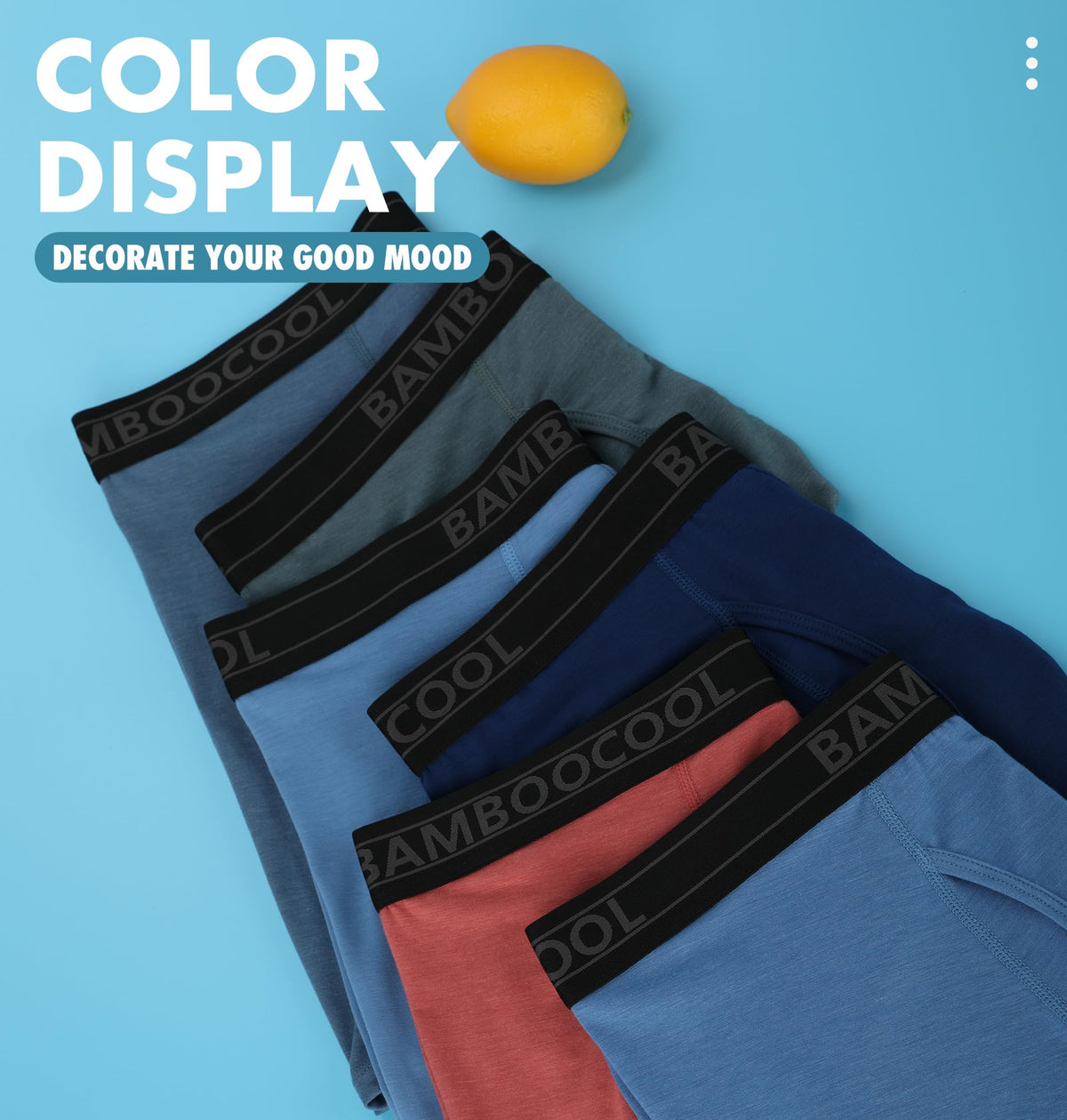BAMBOO COOL Ultra Soft Mens Underwear Boxer Briefs Multi-pack | Bamboo Fabric‌,No Ride Up,More Breathable Than Cotton