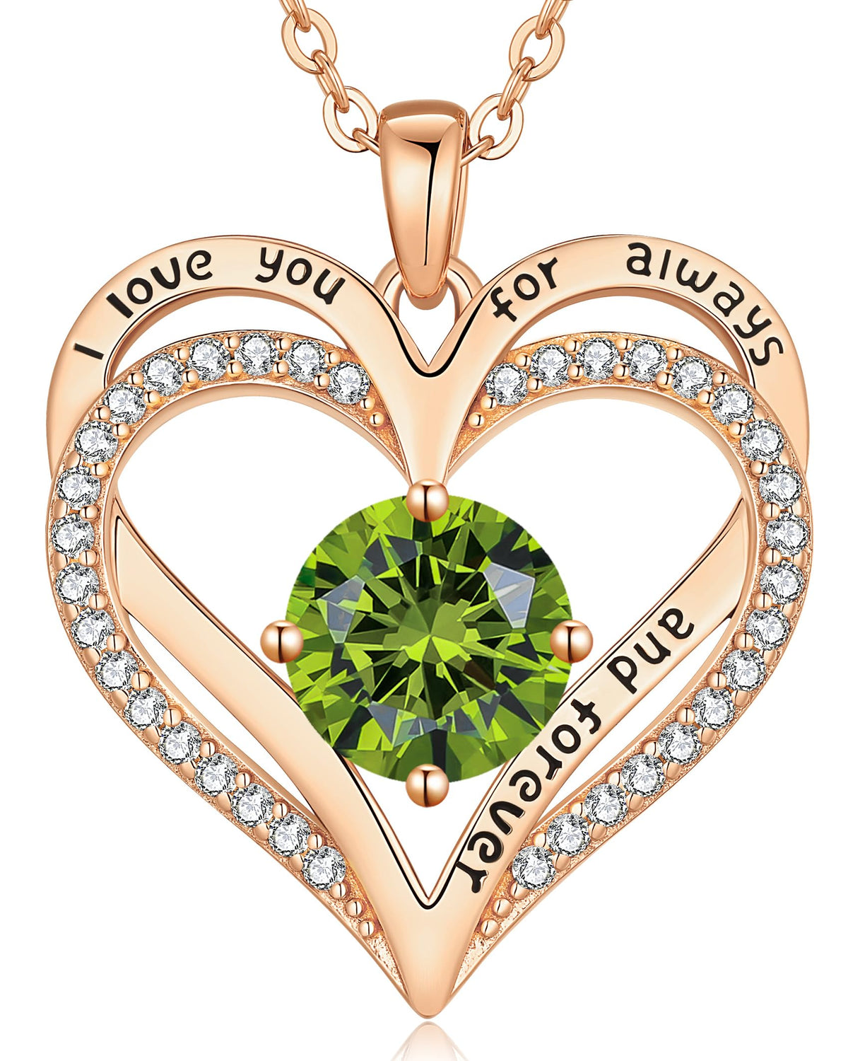 Personalized Double Heart Birthstone Necklace for Women – Sterling Silver Gift