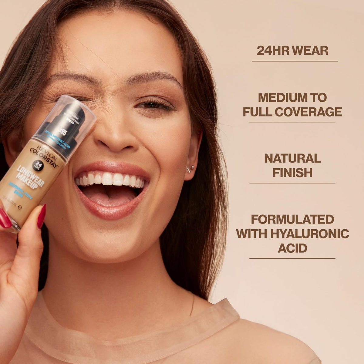 Revlon Liquid Foundation, ColorStay Face Makeup for Normal &amp; Dry Skin, SPF 20, Longwear Medium-Full Coverage with Natural Finish, 240 Medium Beige, 1 Fl Oz