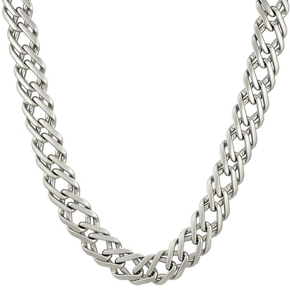 UNCLE LOL Premium Silver Cuban Link Chain Necklace – Tarnish-Resistant Stainless Steel