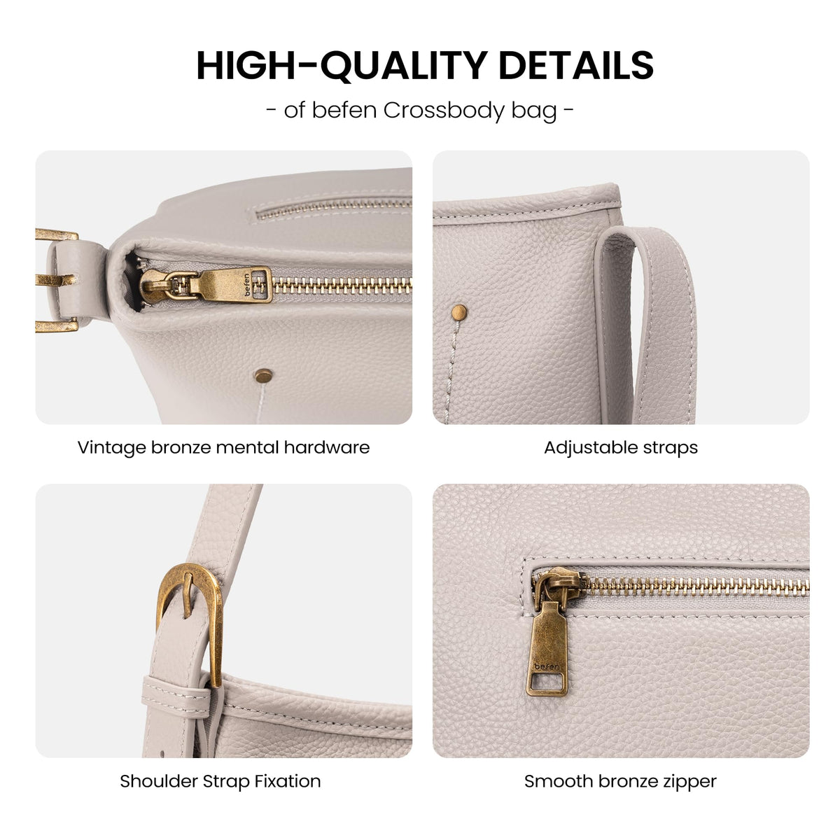 befen Genuine Leather Purses for Women, RFID Medium Leather Crossbody Bags Shoulder Purse Handbags