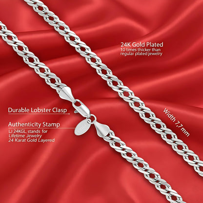UNCLE LOL Premium Silver Cuban Link Chain Necklace – Tarnish-Resistant Stainless Steel