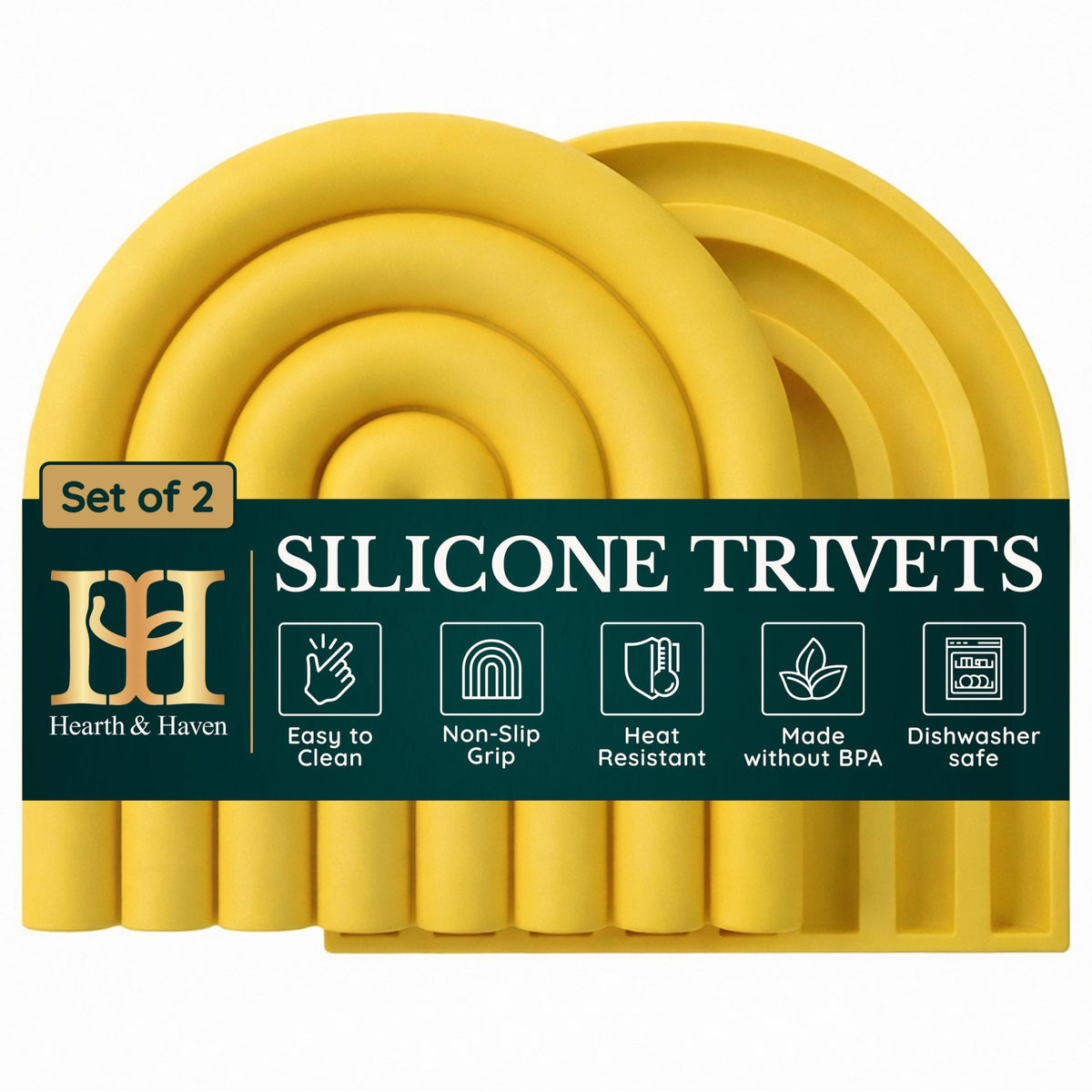 Silicone Trivets for Hot Dishes – Heat-Resistant, Non-Slip Pot Holders for Kitchen &amp; Coasters – Durable Hot Pads for Pots, Pans, Baking Dishes &amp; Kitchen Appliances