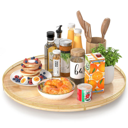 AMH Lazy Susan Wooden Organizer for Table Top
