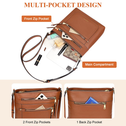 Over Earth Crossbody Bags for Women Leather Purses for Ladies with Multiple Pockets