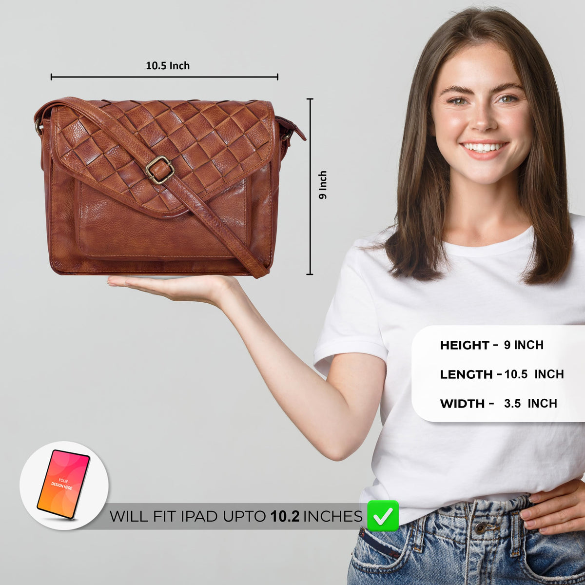 Leather Flapover Crossbody Handbag Purse for Women with Adjustable Strap &amp; Overflap Snap Closure Tote/Bag