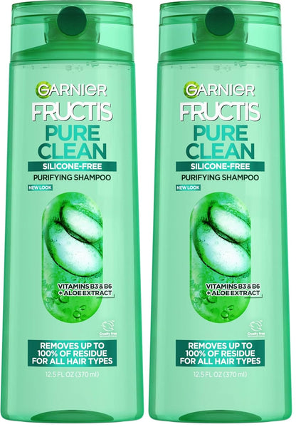 Garnier Fructis Pure Clean Purifying Shampoo, Silicone-Free, 12.5 Fl Oz, 1 Count (Packaging May Vary)