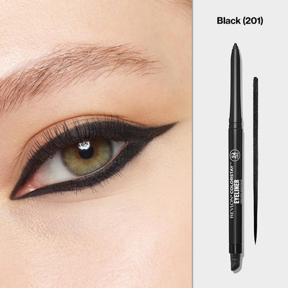 Revlon ColorStay Pencil Waterproof Eyeliner, Smudge-Proof, Eye Makeup with Built-In Sharpener, Long-Lasting, Matte Finish, 201 Black, 2 pack