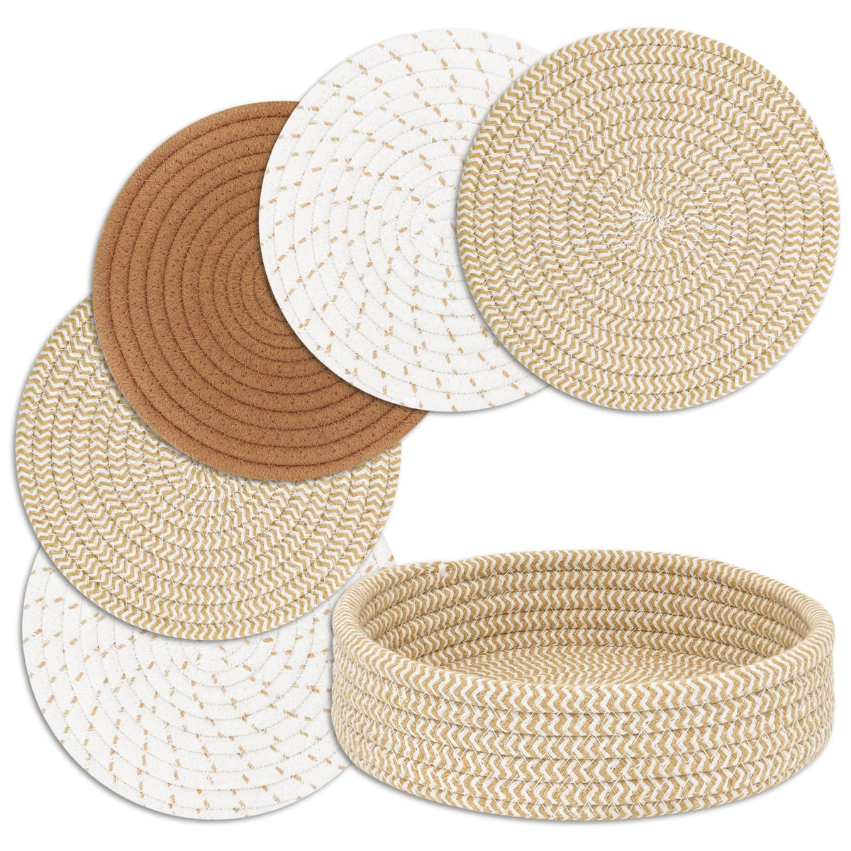 Heat-Resistant Trivet Set for Hot Pots &amp; Pans with Storage Basket