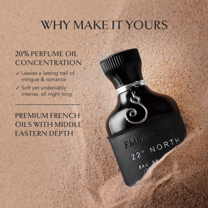 EMBAROUGE 22° North Eau De Parfum | Long Lasting Luxury Perfume for Men &amp; Women | Inspired by French Perfumery | 100ml