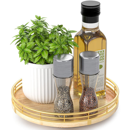 AMH Lazy Susan Wooden Organizer for Table Top