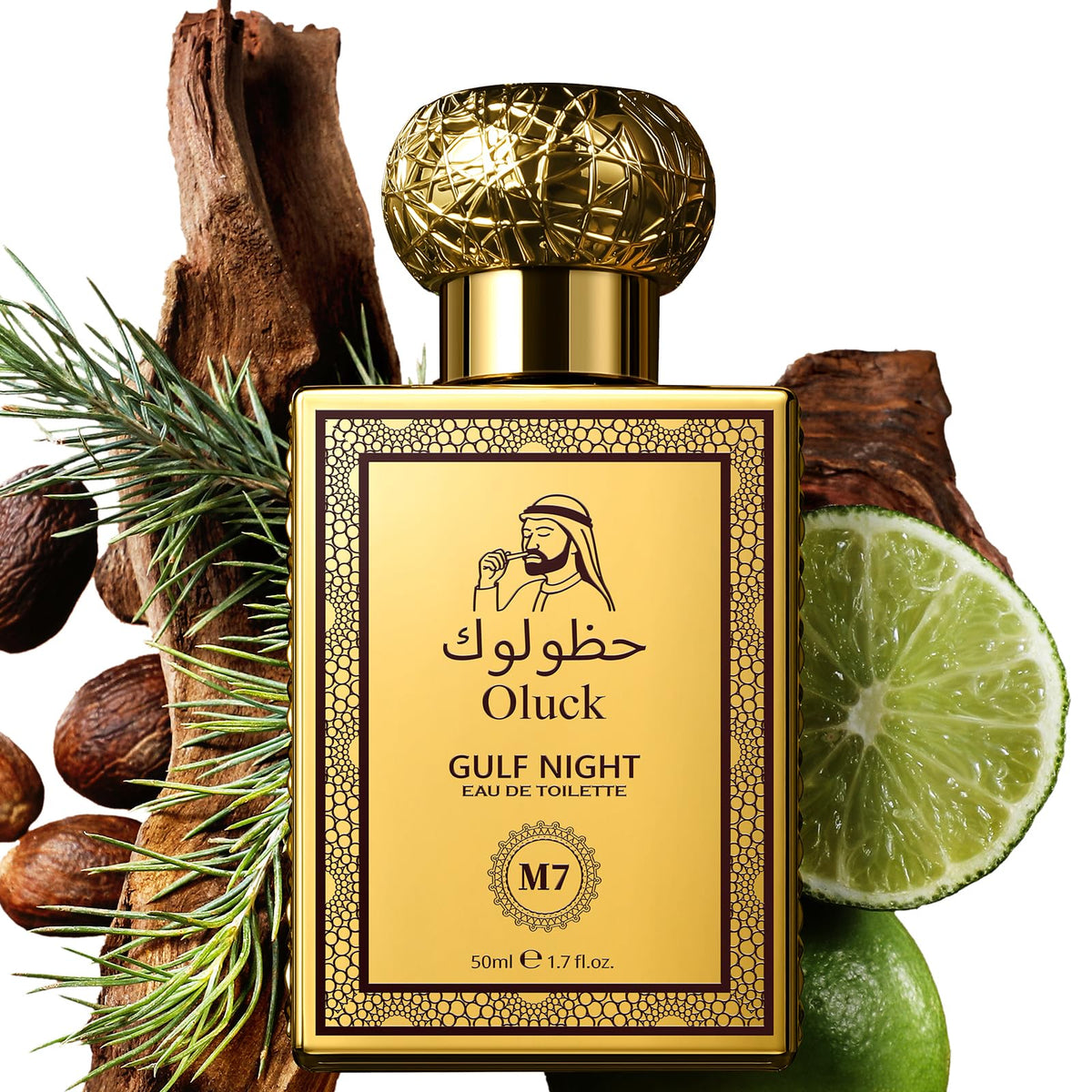 Oluck Gulf Night Perfume M7 Cologne for Women &amp; Men, Lemon Pineapple Nutmeg Cedarwood Vanilla Notes, Middle Eastern Fragrance
