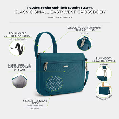 Travelon Anti-Theft Classic Small East/West Crossbody