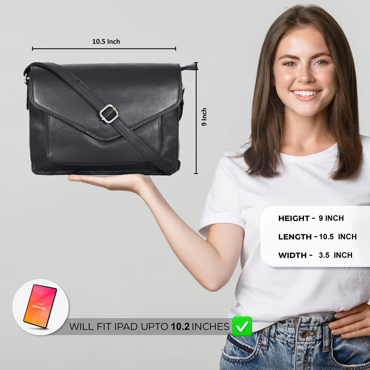 Leather Flapover Crossbody Handbag Purse for Women with Adjustable Strap &amp; Overflap Snap Closure Tote/Bag