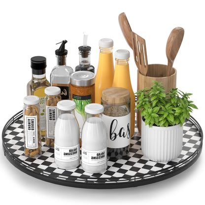 AMH Lazy Susan Wooden Organizer for Table Top