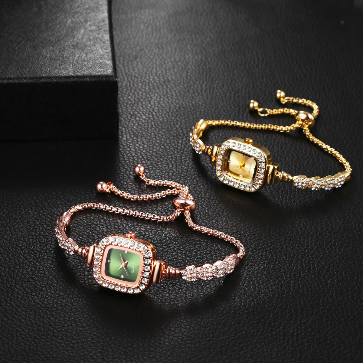 OIDEA Womens Full Diamond Bracelet Watch: Luxury Rhinestone Diamond Square Dial Analog Quartz Wrist Watch Detachable Strap Casual Dress Ladies Watch Valentine&