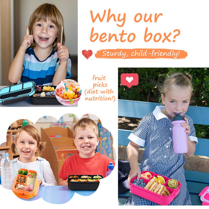 Bento Lunch Box for Kids - 4 Compartment Leak-Proof School Lunch Container with Utensils Purple
