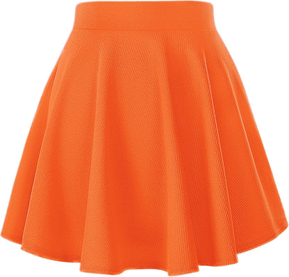 Women Flared Mini Skater Skirt - Stretchy A-Line Circle Skirt