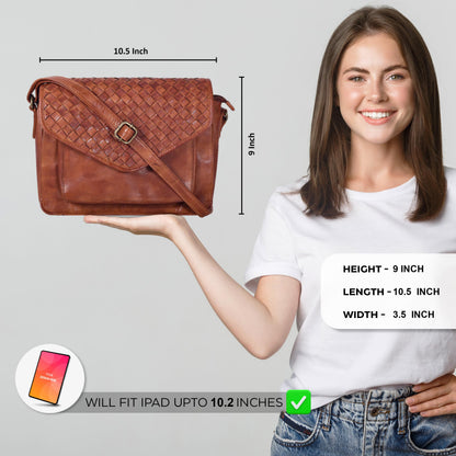 Leather Flapover Crossbody Handbag Purse for Women with Adjustable Strap &amp; Overflap Snap Closure Tote/Bag