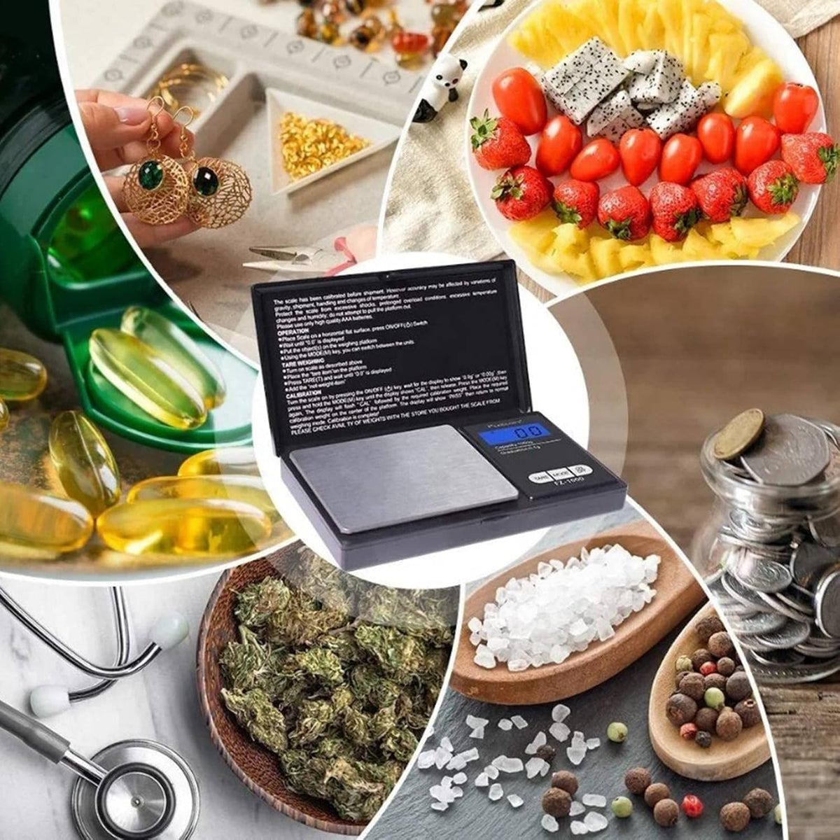 Electronic Food Scale, Portable Wide Application 1000G 0.1G Precise Measurement of Coin Digital Scale