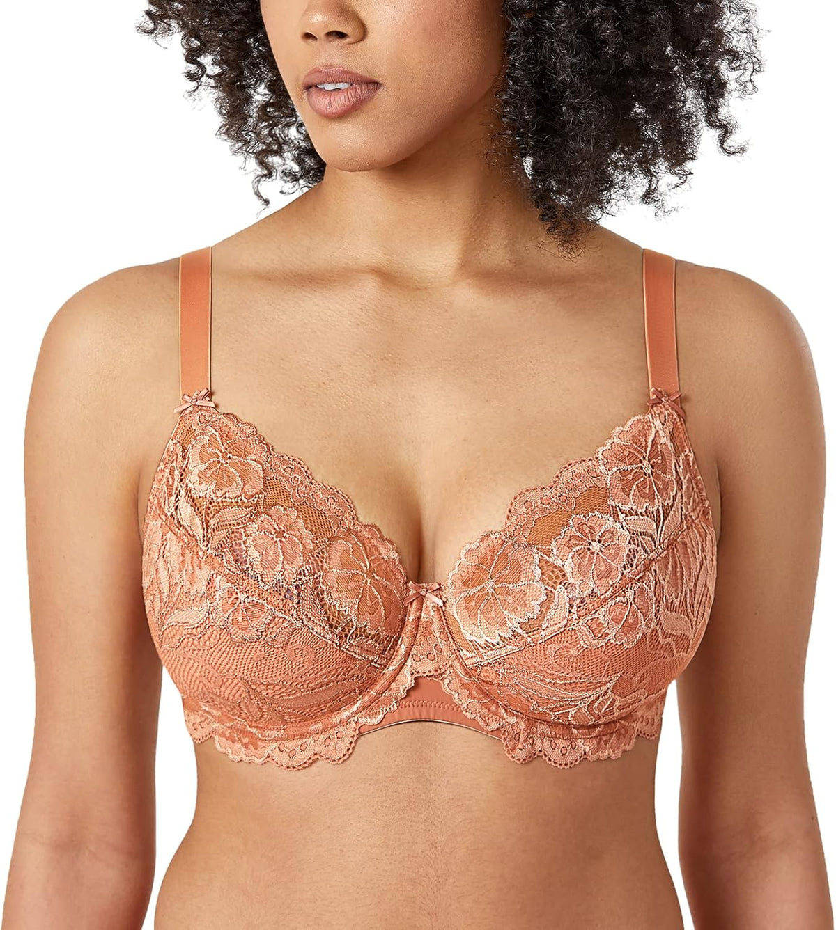 Plus Size Full Coverage Bra - Lace Underwire Unlined Bra Up to J Cup