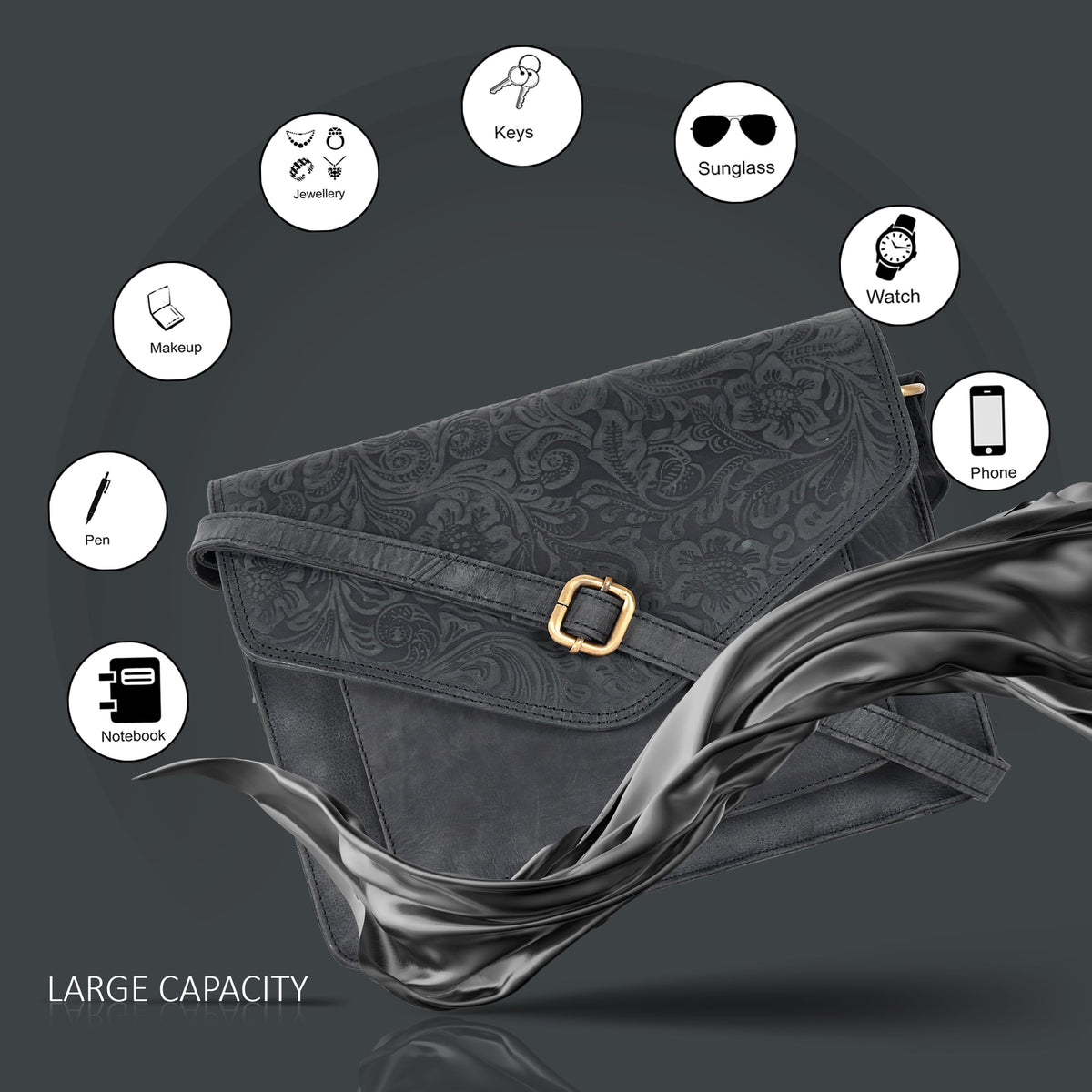 Leather Flapover Crossbody Handbag Purse for Women with Adjustable Strap &amp; Overflap Snap Closure Tote/Bag