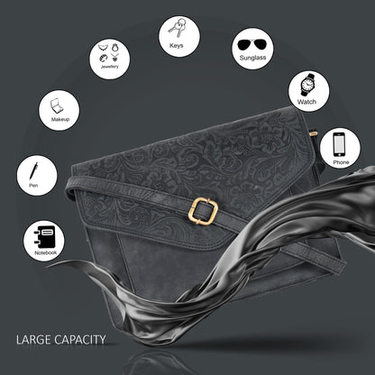 Leather Flapover Crossbody Handbag Purse for Women with Adjustable Strap &amp; Overflap Snap Closure Tote/Bag