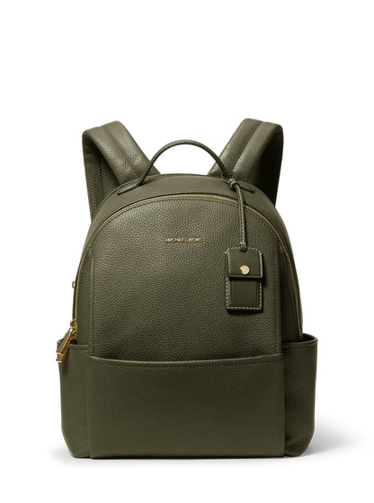 Michael Kors Sable Medium Backpack, Gold-Tone Hardware/Pebble Leather/Crimson