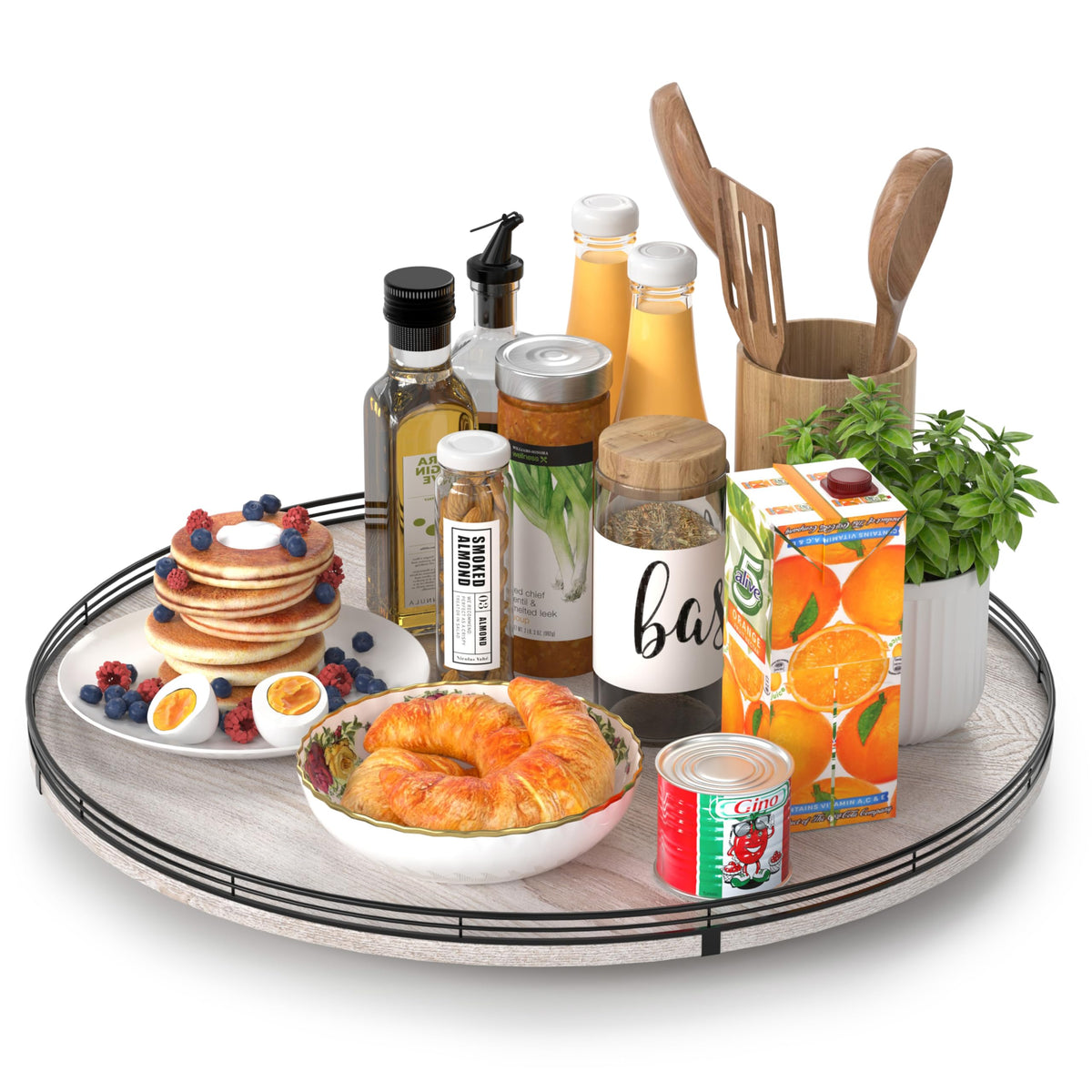 AMH Lazy Susan Wooden Organizer for Table Top