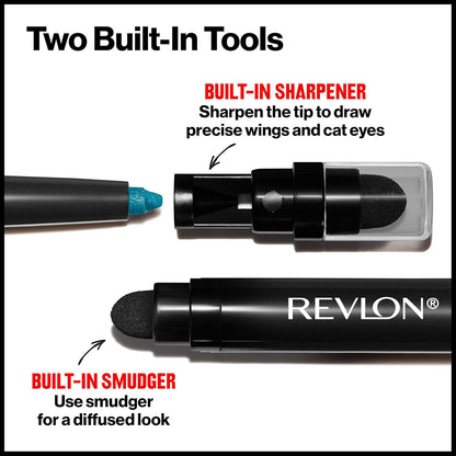 Revlon ColorStay Pencil Waterproof Eyeliner, Smudge-Proof, Eye Makeup with Built-In Sharpener, Long-Lasting, Matte Finish, 201 Black, 2 pack
