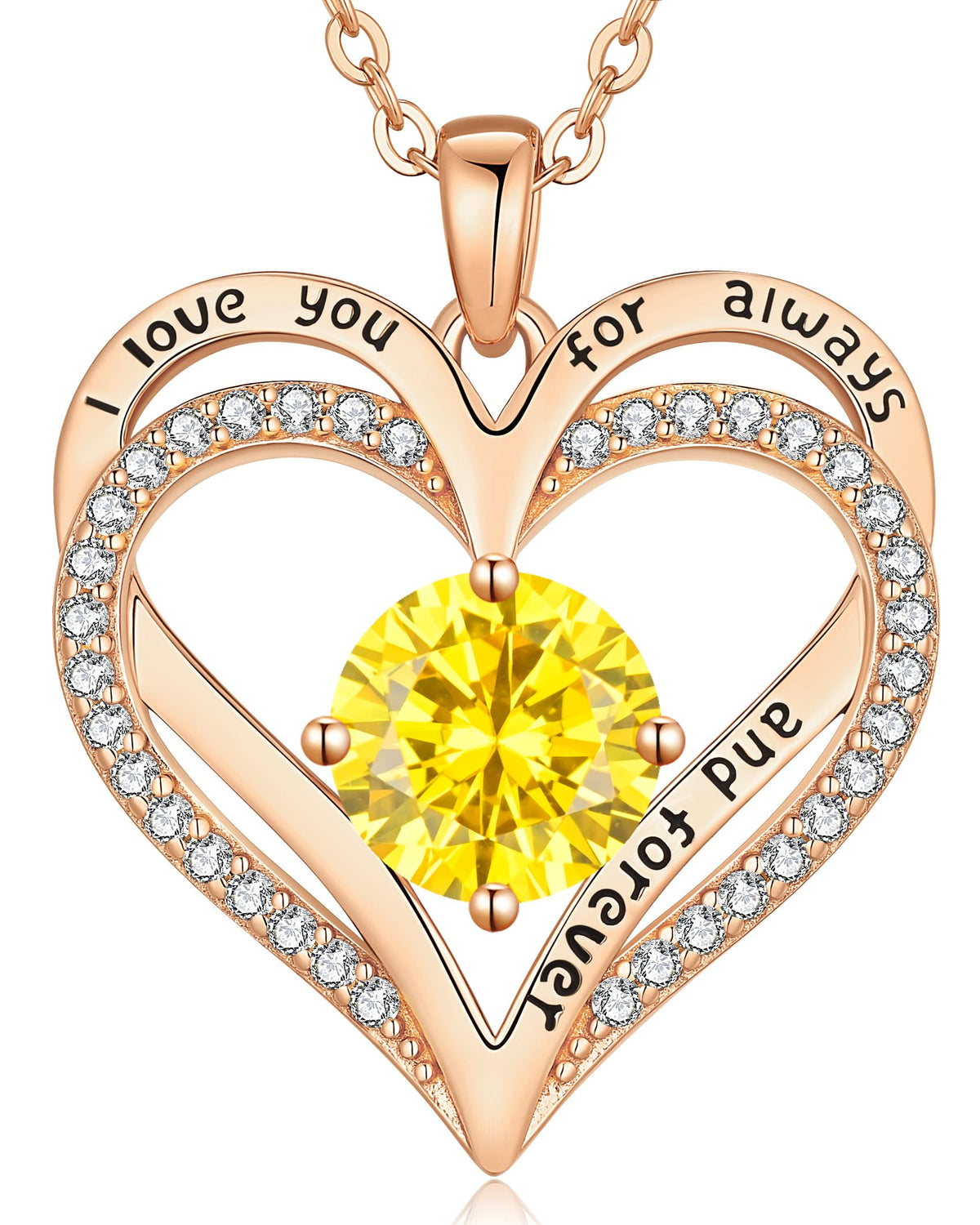 Personalized Double Heart Birthstone Necklace for Women – Sterling Silver Gift