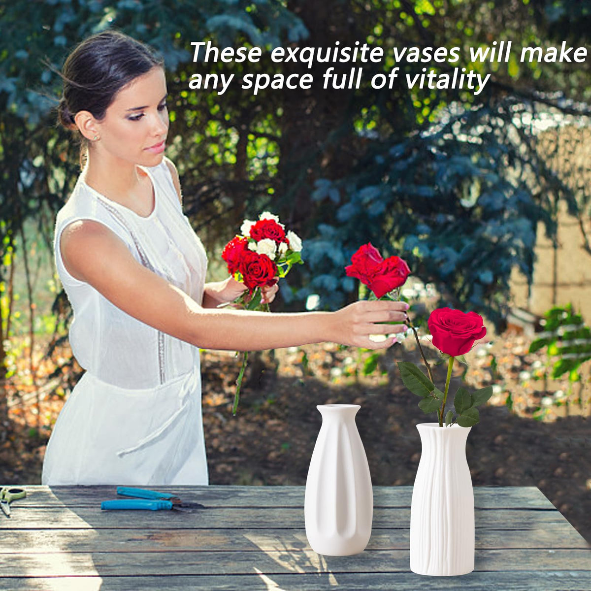 White Ceramic Bud Vases Set of 10 - 5 Inch Small Mini Vases for Flowers Centerpieces Decor